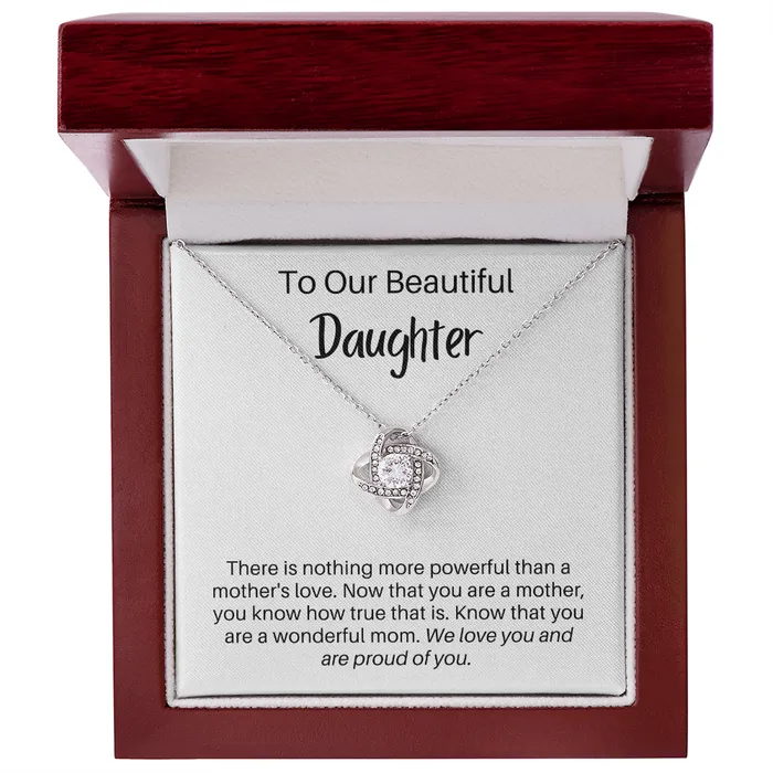 Necklaces ShineOn Fulfillment To Our Beautiful Daughter Gift for Adult DaughterMom Love Knot Pendant Necklace The Perfect Gift for your Daughter
