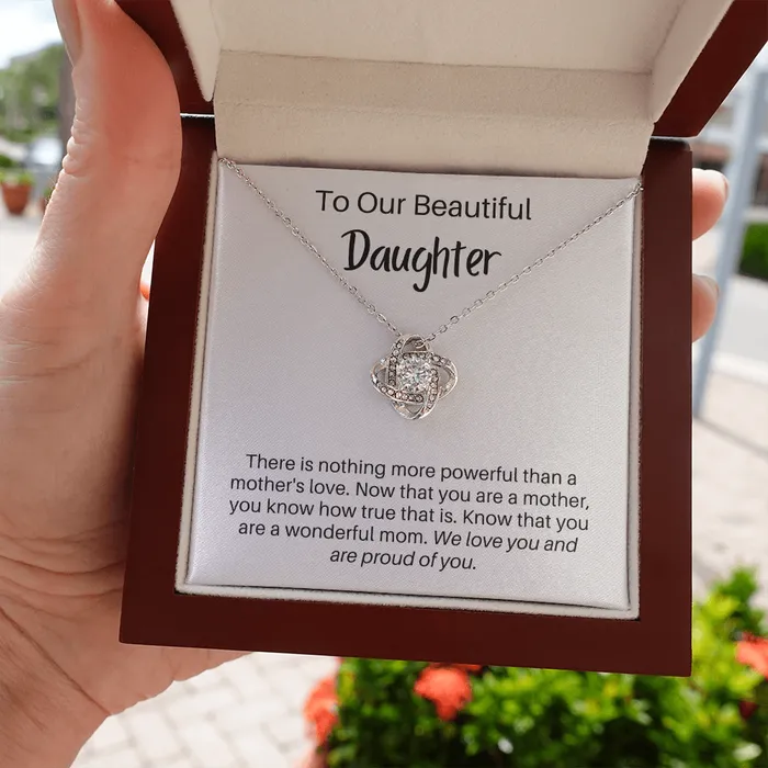 Necklaces ShineOn Fulfillment To Our Beautiful Daughter Gift for Adult DaughterMom Love Knot Pendant Necklace The Perfect Gift for your Daughter