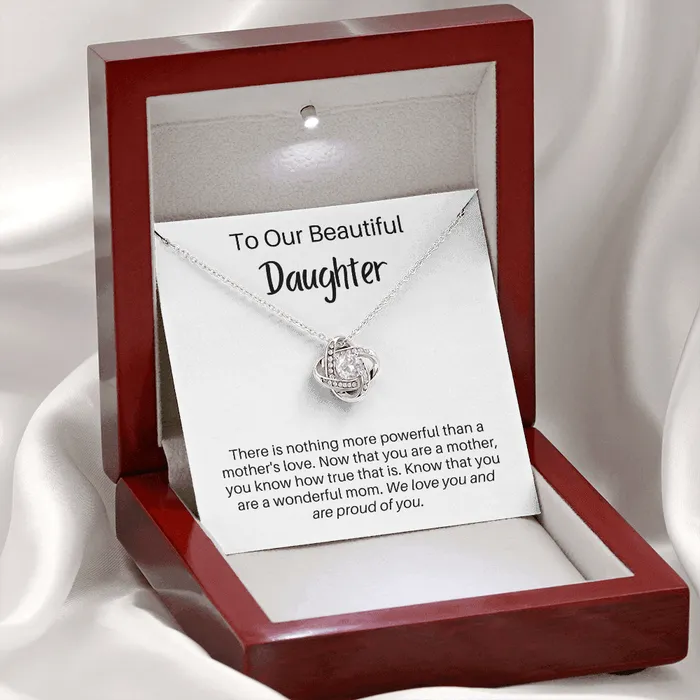 Necklaces ShineOn Fulfillment To Our Beautiful Daughter Gift for Adult DaughterMom Love Knot Pendant Necklace The Perfect Gift for your Daughter