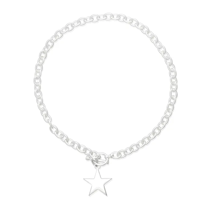 Necklaces Teeda N003 Med Oval Link Charm Necklace