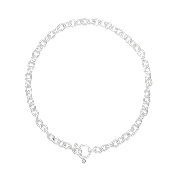 Necklaces Teeda N003 Med Oval Link Charm Necklace