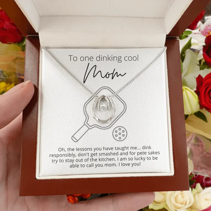 Necklaces To One Dinking Cool Mom Lucky Horseshoe Necklace For a Mom who Loves Pickleball ShineOn Fulfillment
