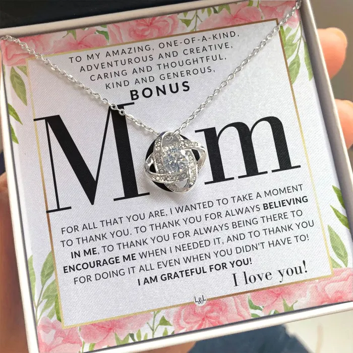 Necklaces Unique Bonus Mom Gift Present for Stepmom Bonus Mom Second Mom Unbiological Mom or Other Mom Great For Mothers Day Christmas Her Birthday Or As An Encouragement Gift ShineOn Fulfillment