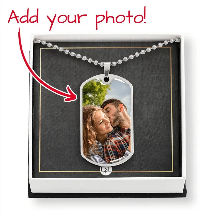 Photo Upload Dog Tag Necklace Dog Tag Photo Pendant Custom Engraving Option ShineOn Fulfillment Necklaces