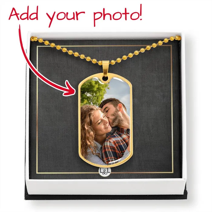 Photo Upload Dog Tag Necklace Dog Tag Photo Pendant Custom Engraving Option ShineOn Fulfillment Necklaces