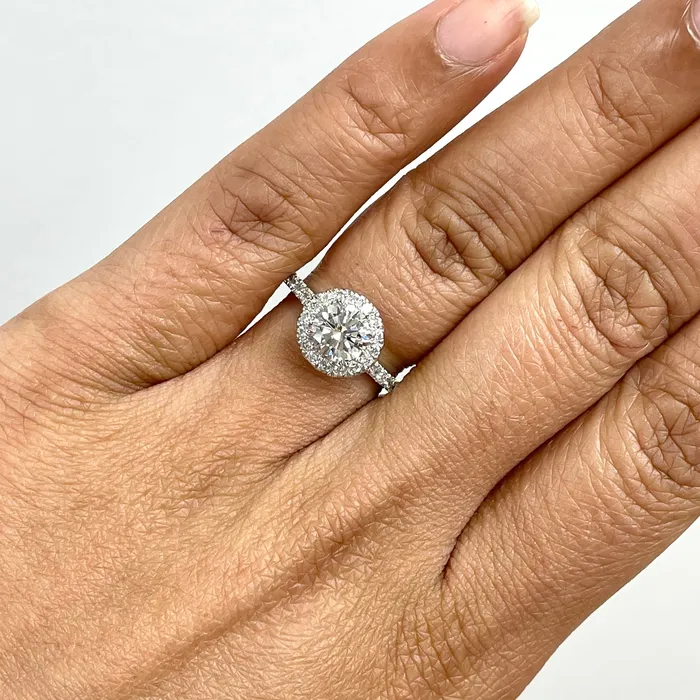 Rings Beauvince Beauvince GIA Certified 100 Carat Round HVS2 Halo Engagement Ring