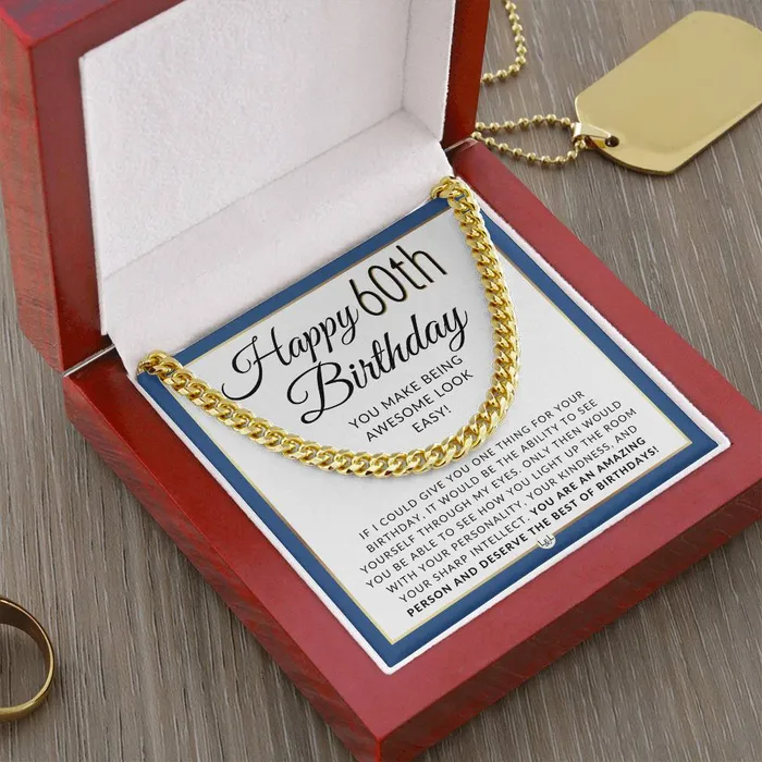 ShineOn Fulfillment Necklaces 60th Birthday Gift For Him Chain Necklace For A 60 Year Old Mans Birthday Birthday Gift For Men Jewelry For Guys