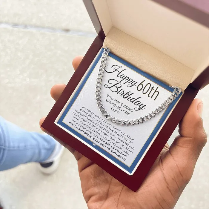 ShineOn Fulfillment Necklaces 60th Birthday Gift For Him Chain Necklace For A 60 Year Old Mans Birthday Birthday Gift For Men Jewelry For Guys