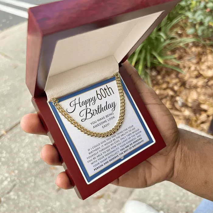 ShineOn Fulfillment Necklaces 60th Birthday Gift For Him Chain Necklace For A 60 Year Old Mans Birthday Birthday Gift For Men Jewelry For Guys