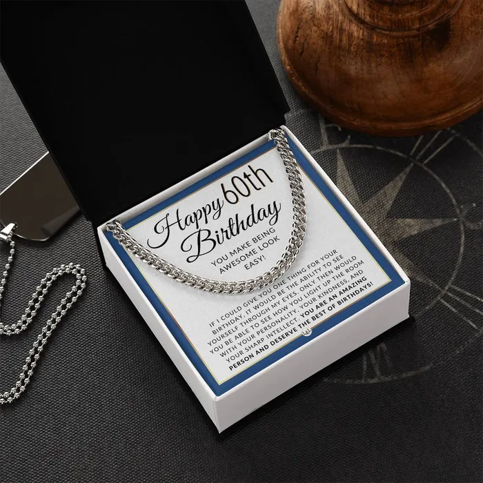 ShineOn Fulfillment Necklaces 60th Birthday Gift For Him Chain Necklace For A 60 Year Old Mans Birthday Birthday Gift For Men Jewelry For Guys