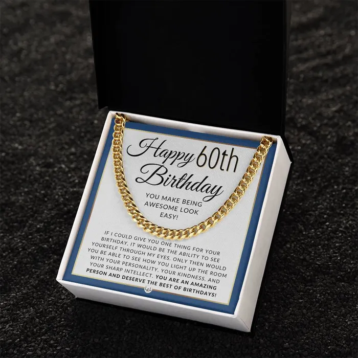 ShineOn Fulfillment Necklaces 60th Birthday Gift For Him Chain Necklace For A 60 Year Old Mans Birthday Birthday Gift For Men Jewelry For Guys