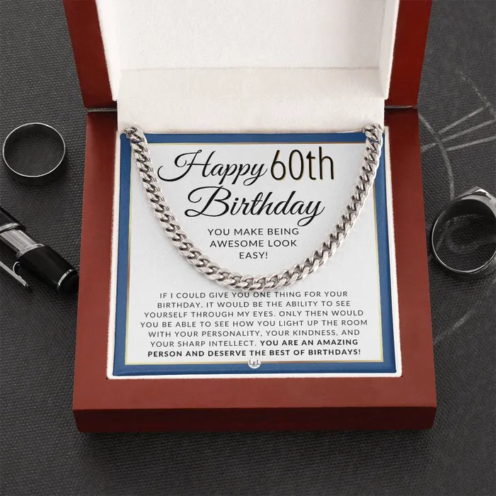 ShineOn Fulfillment Necklaces 60th Birthday Gift For Him Chain Necklace For A 60 Year Old Mans Birthday Birthday Gift For Men Jewelry For Guys