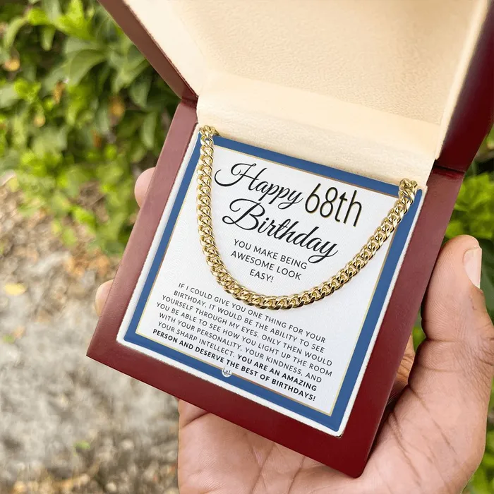 ShineOn Fulfillment Necklaces 68th Birthday Gift For Him Chain Necklace For 68 Year Old Mans Birthday Great Birthday Gift For Men Jewelry For Guys