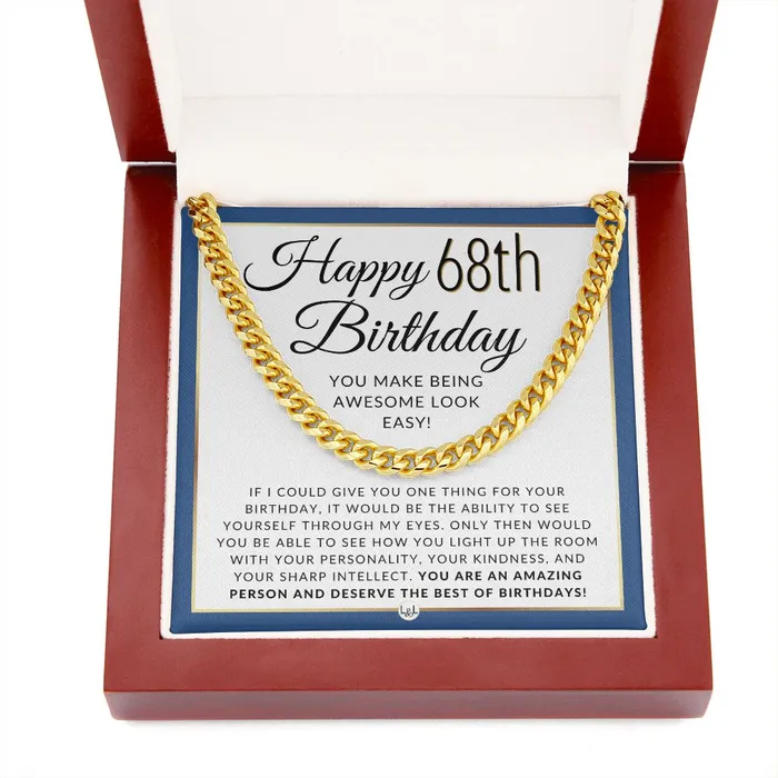 ShineOn Fulfillment Necklaces 68th Birthday Gift For Him Chain Necklace For 68 Year Old Mans Birthday Great Birthday Gift For Men Jewelry For Guys