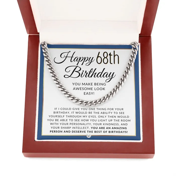 ShineOn Fulfillment Necklaces 68th Birthday Gift For Him Chain Necklace For 68 Year Old Mans Birthday Great Birthday Gift For Men Jewelry For Guys