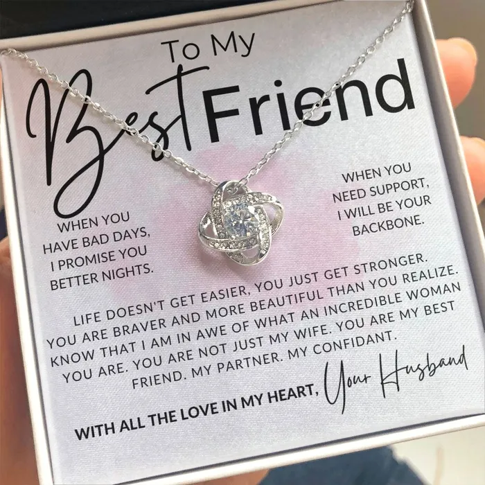 ShineOn Fulfillment Necklaces Brave and Beautiful To My Wife Necklace From Husband Christmas Gifts Birthday Present Wedding Anniversary Gift Valentines Day