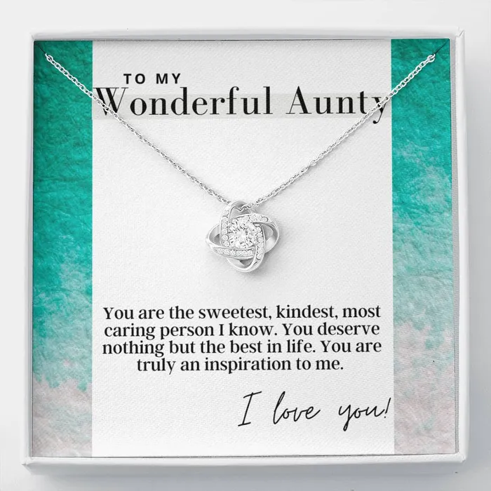 ShineOn Fulfillment Necklaces To My Wonderful Aunty Love Knot Pendant Necklace For Aunt The Perfect Gift