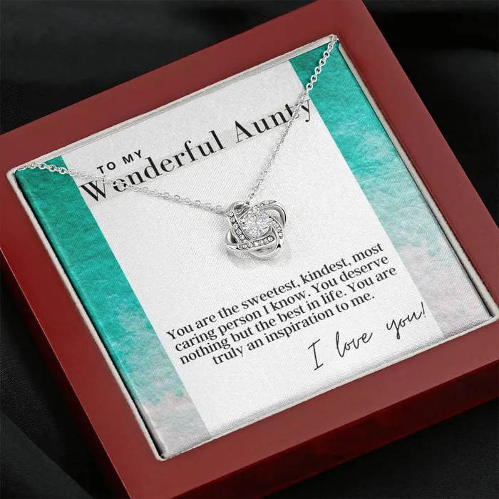 ShineOn Fulfillment Necklaces To My Wonderful Aunty Love Knot Pendant Necklace For Aunt The Perfect Gift