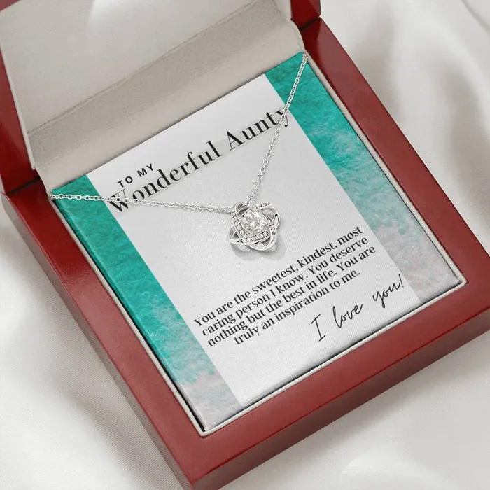 ShineOn Fulfillment Necklaces To My Wonderful Aunty Love Knot Pendant Necklace For Aunt The Perfect Gift