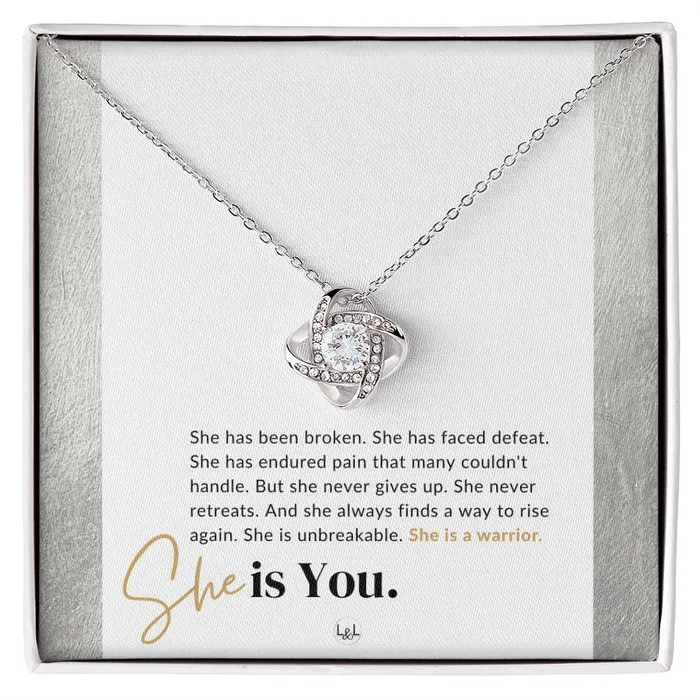 ShineOn Fulfillment She Is A Warrior New Beginnings Empowering Motivational Strength Inspirational Present For You or A Friend Fresh Start Gift of Encouragement Necklaces