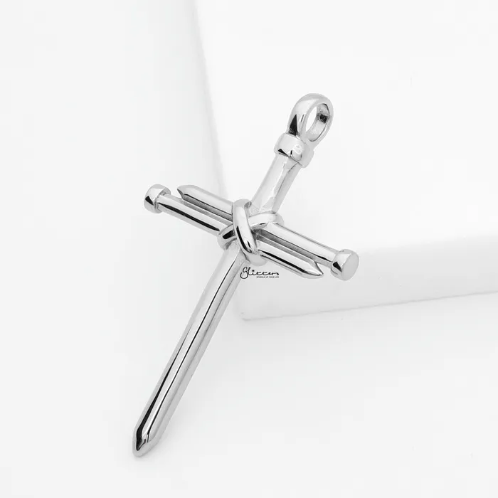 Stainless Steel Nail Rope Cross Pendant Silver Glitters Necklaces Stainless Steel Nail Rope Cross Pendant Silver Glitters Necklaces