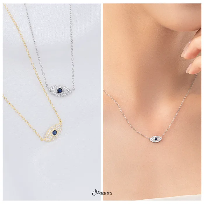 Sterling Silver Evil Eye Necklace Gold Glitters Necklaces