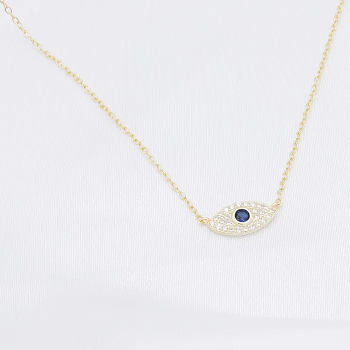 Sterling Silver Evil Eye Necklace Gold Glitters Necklaces