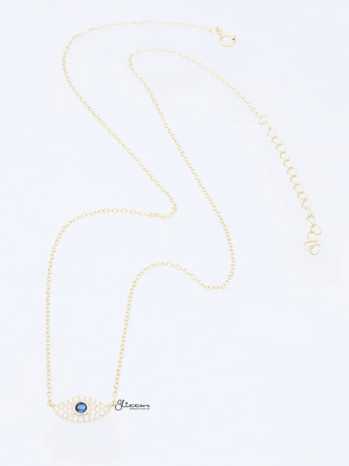 Sterling Silver Evil Eye Necklace Gold Glitters Necklaces