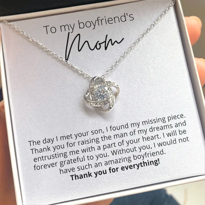 To My Boyfriends Mom I Found My Missing Piece Knot Pendant Necklace For Your Boyfriends Mom ShineOn Fulfillment Necklaces