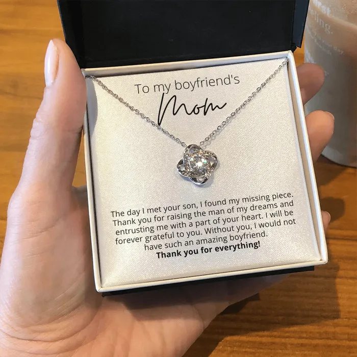 To My Boyfriends Mom I Found My Missing Piece Knot Pendant Necklace For Your Boyfriends Mom ShineOn Fulfillment Necklaces