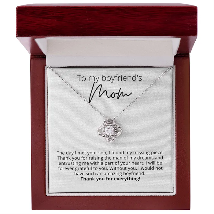 To My Boyfriends Mom I Found My Missing Piece Knot Pendant Necklace For Your Boyfriends Mom ShineOn Fulfillment Necklaces