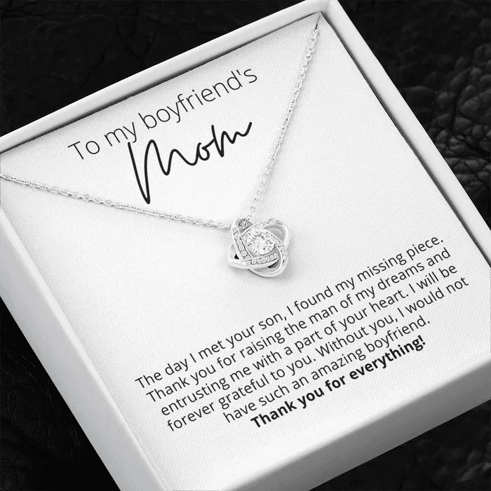 To My Boyfriends Mom I Found My Missing Piece Knot Pendant Necklace For Your Boyfriends Mom ShineOn Fulfillment Necklaces
