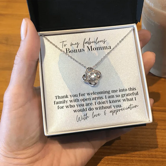 To My Fabulous Bonus Momma Love Knot Pendant Necklace The Perfect Gift for Your Bonus Mom ShineOn Fulfillment Necklaces
